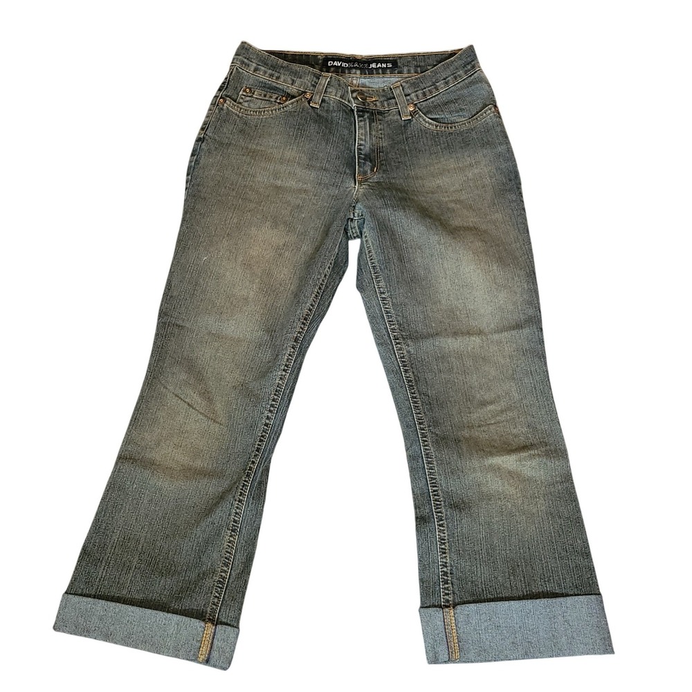 Juniors David Kahn Cropped‎ Denim Jeans Pants Cuffed